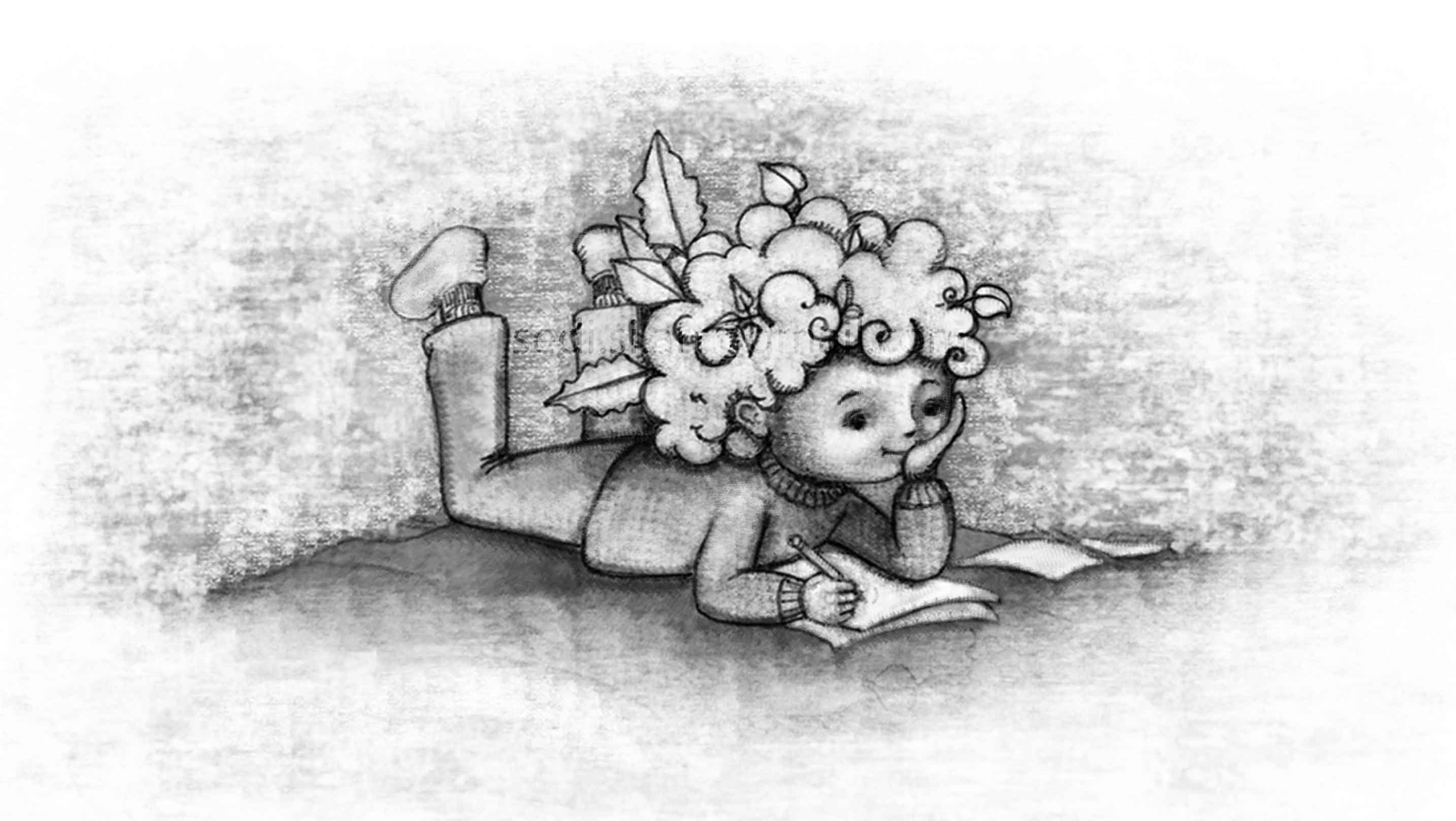 a boy is drawing